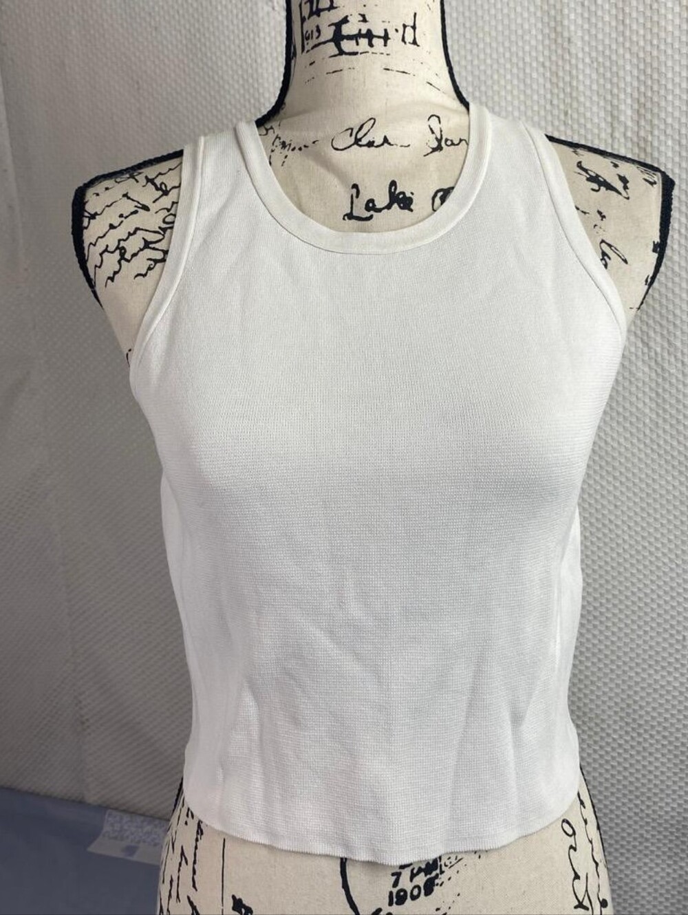 Zara White Ribbed Racerback Tank Size L